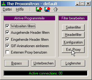 Proxomitron-Hauptfenster