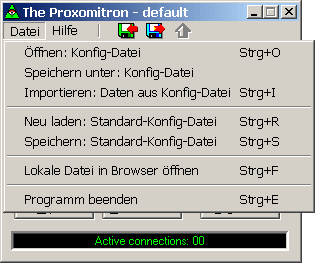 Datei-Men des Proxomitron Hauptfensters